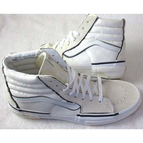 Vans Men's Sk8-Hi Reconstruct Marshmallow White Canvas Suede shoes Size 13 NIB - Picture 1 of 5
